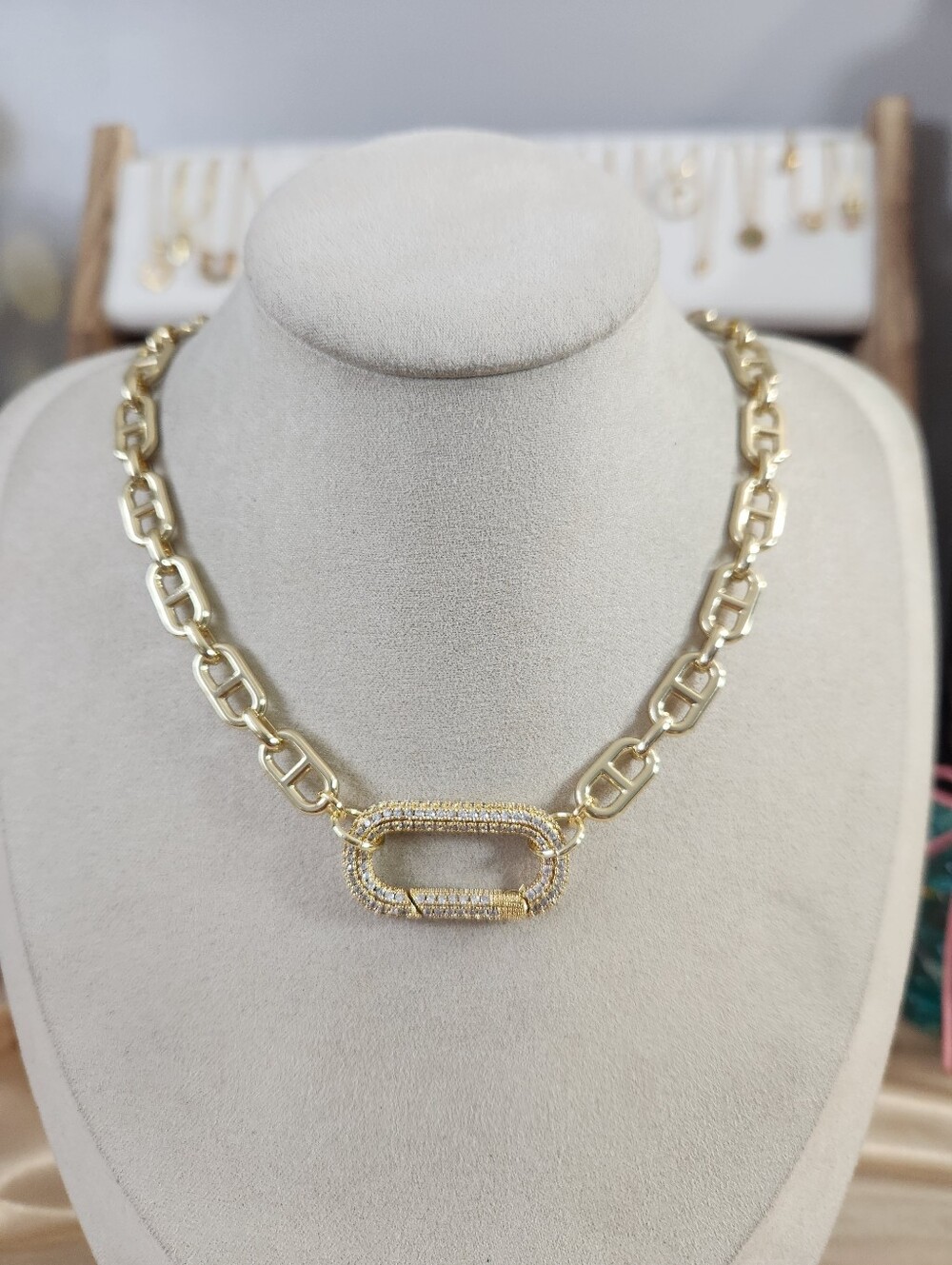 Custom Made Pave Charm Holder Necklace